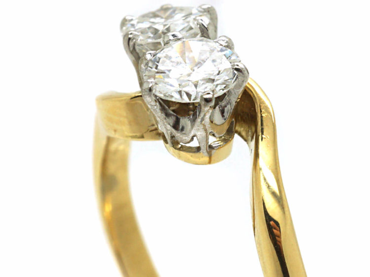 18ct Gold Two Stone Diamond Crossover Ring