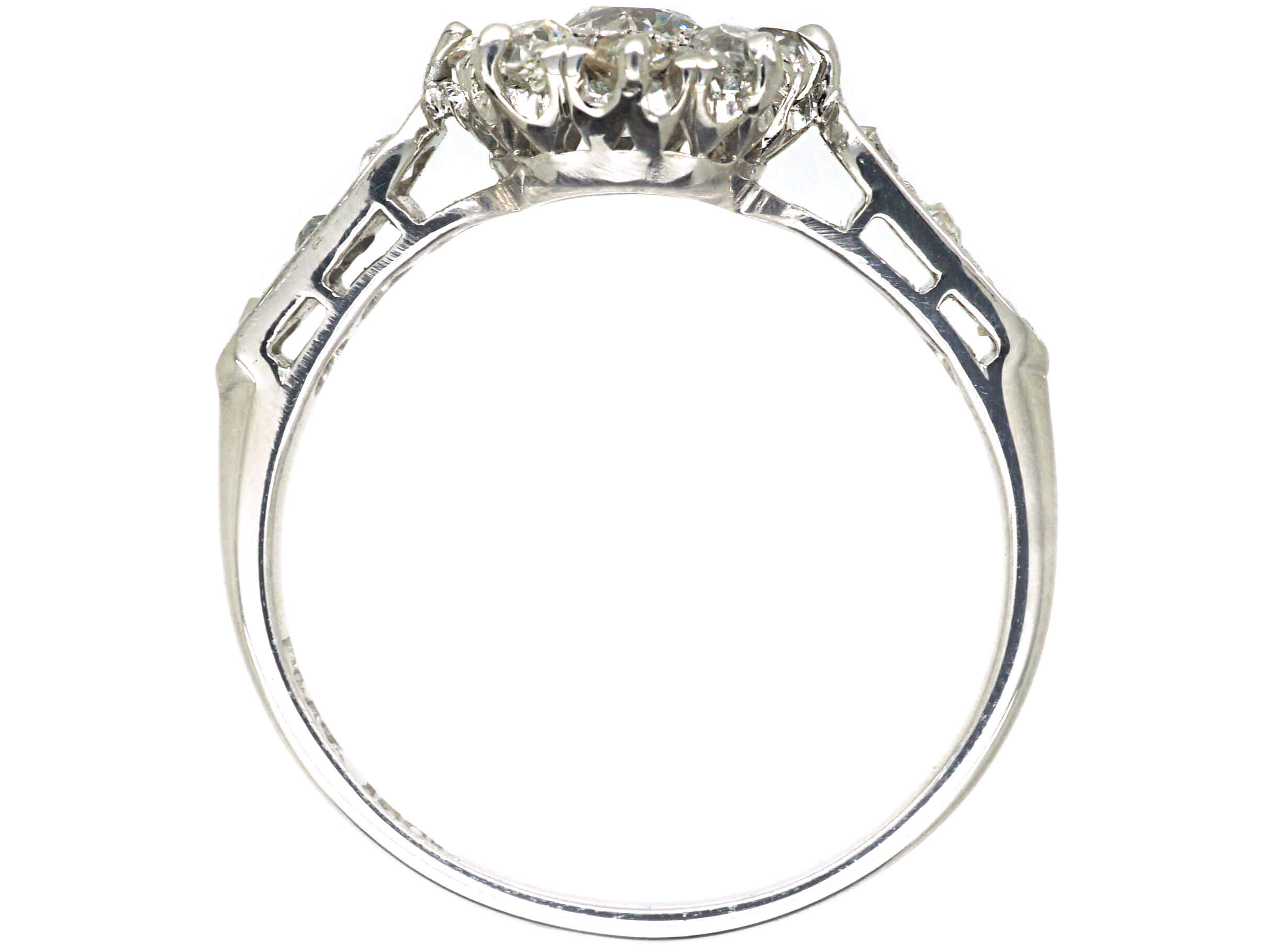 Edwardian 18ct White Gold & Platinum, Diamond Cluster Ring with Diamond ...