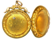 Edwardian 9ct Gold Back & Front Round Locket set with Pearls & Paste