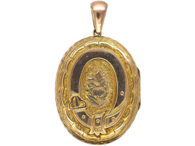 Victorian 9ct Gold Garter Design Oval Locket