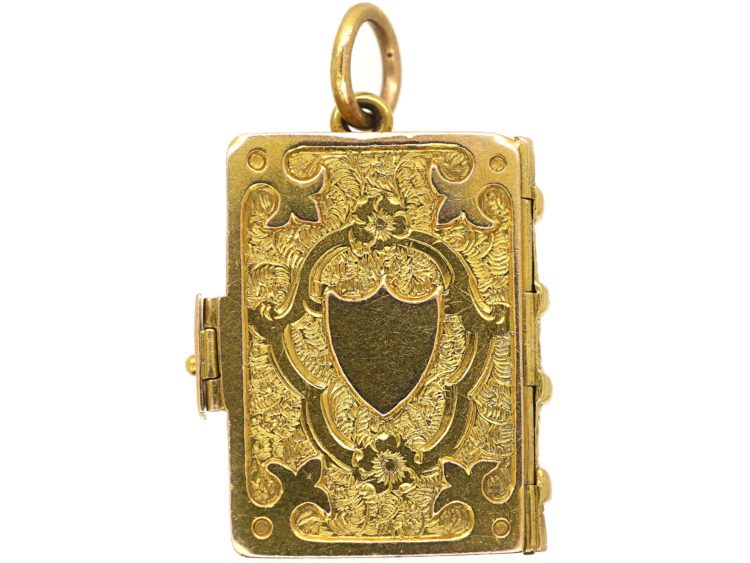 Victorian 18ct Gold Novelty Book Locket with Four Frames Inside
