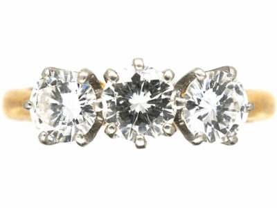 18ct Yellow & White Gold, Three Stone Diamond Ring