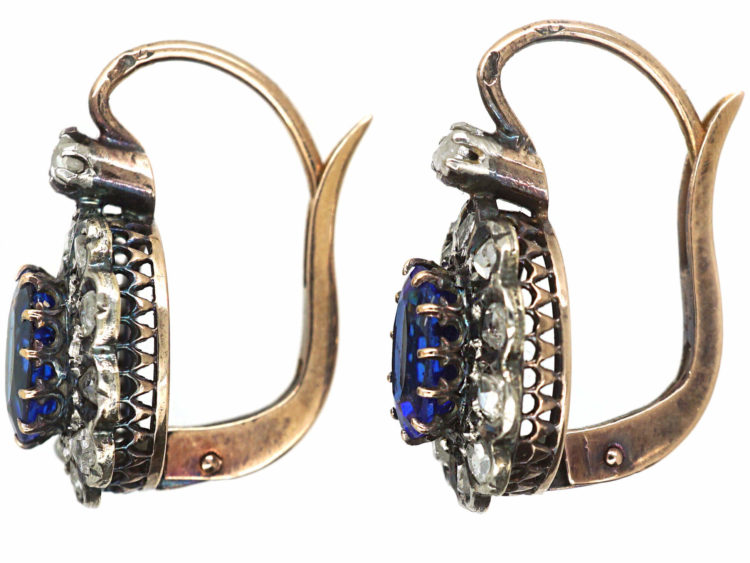 French Belle Epoque Rose Diamond & Garnet Doublet Earrings