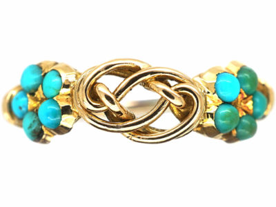 Late Georgian 15ct Gold Forget Me Not & Gold Knot Ring