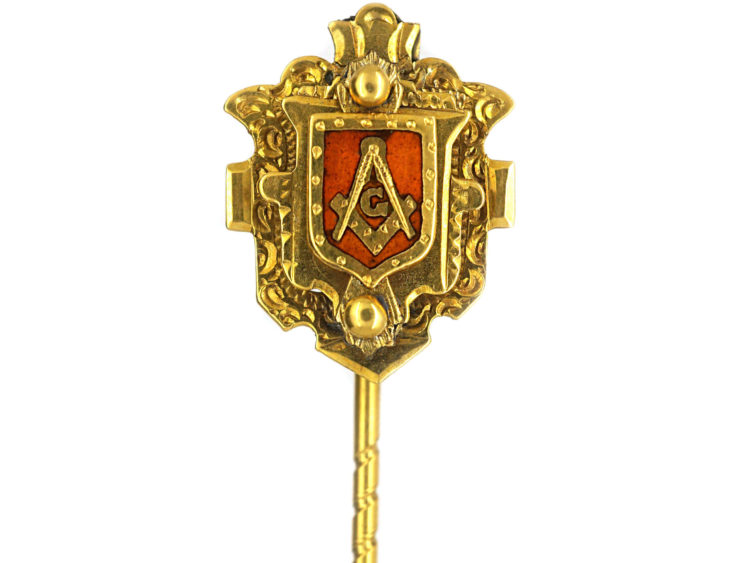 Victorian 15ct Gold & Enamel Masonic Tie Pin