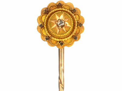 Victorian 15ct Gold Tie Pin set with a Rose Diamond
