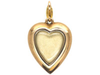 Edwardian 15ct Gold Heart Pendant Pave Set With Natural Split Pearls & a Green Garnet