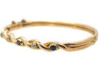 Edwardian 15ct Gold, Sapphire & Diamond Twist Bangle