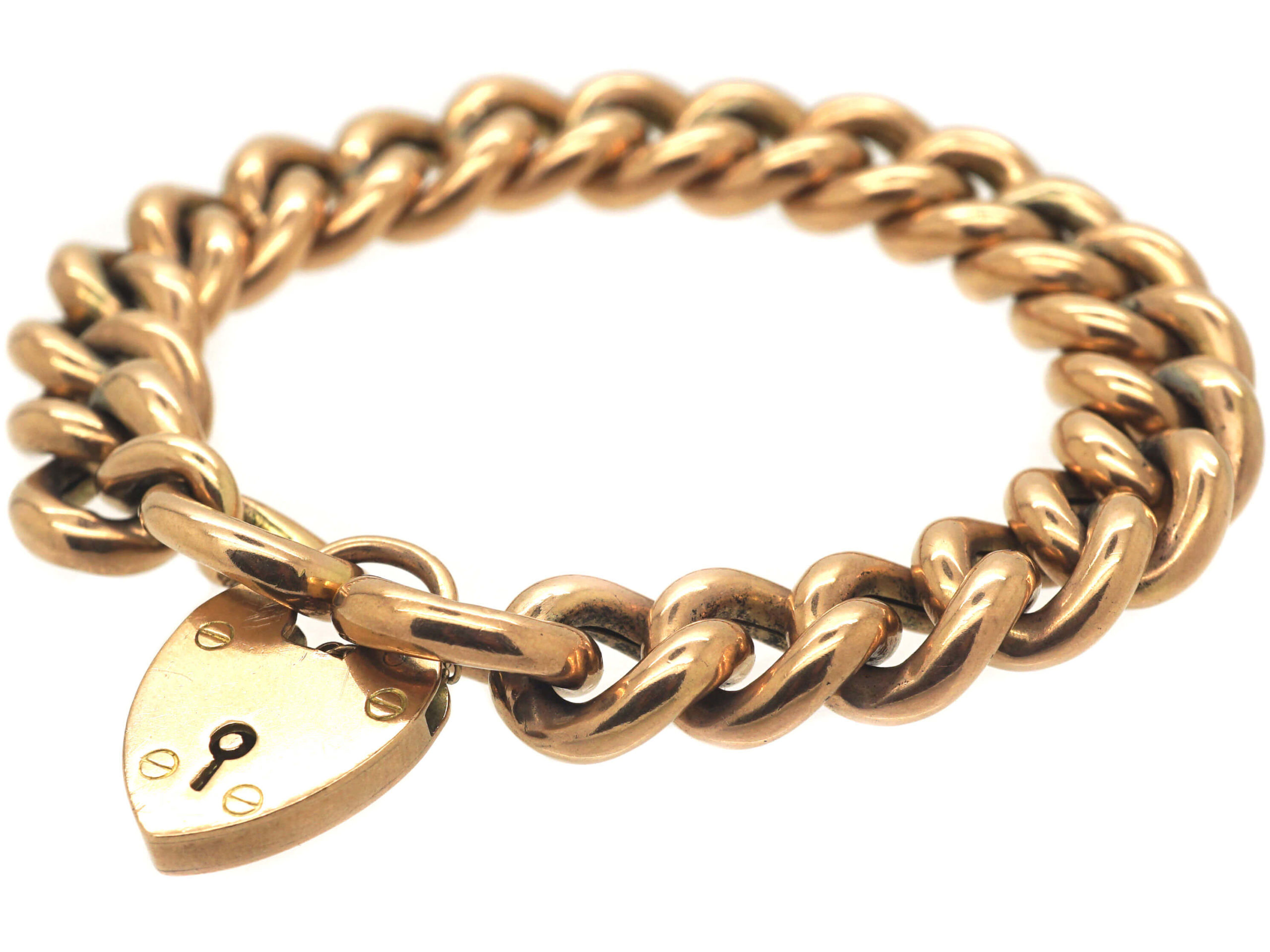 Edwardian 9ct Gold Curb Bracelet (617N) | The Antique Jewellery Company
