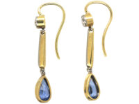 Edwardian 15ct Gold & Platinum, Sapphire & Diamond Drop Earrings