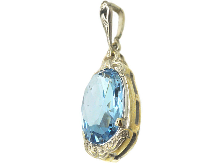 Art Deco Silver Synthetic Blue Spinel Pendant