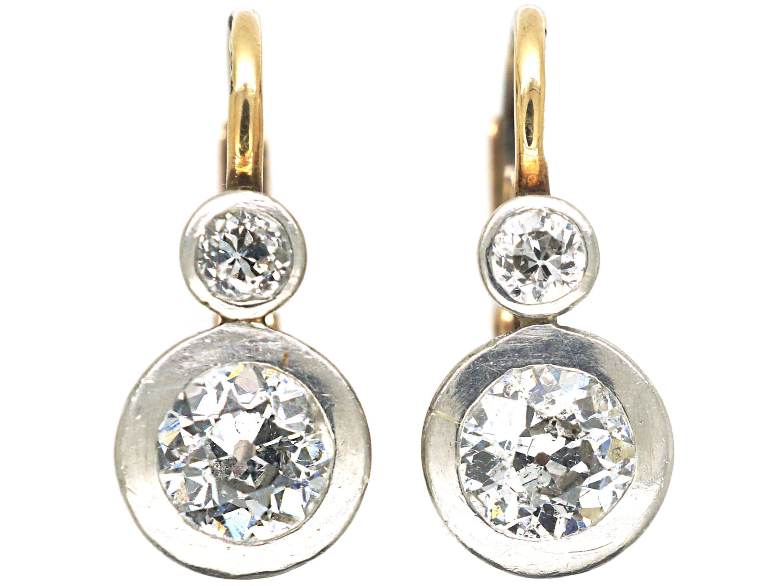 Art Deco Two Stone Diamond Earrings (659N) | The Antique Jewellery Company