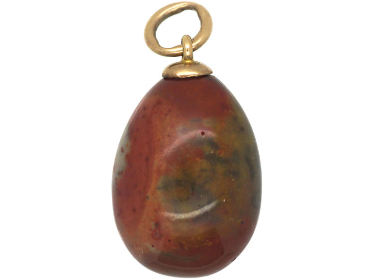 Victorian Agate Egg Pendant with Gold Top
