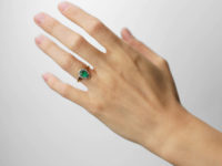Victorian 18ct Gold, Emerald & Diamond Pear Shaped Ring