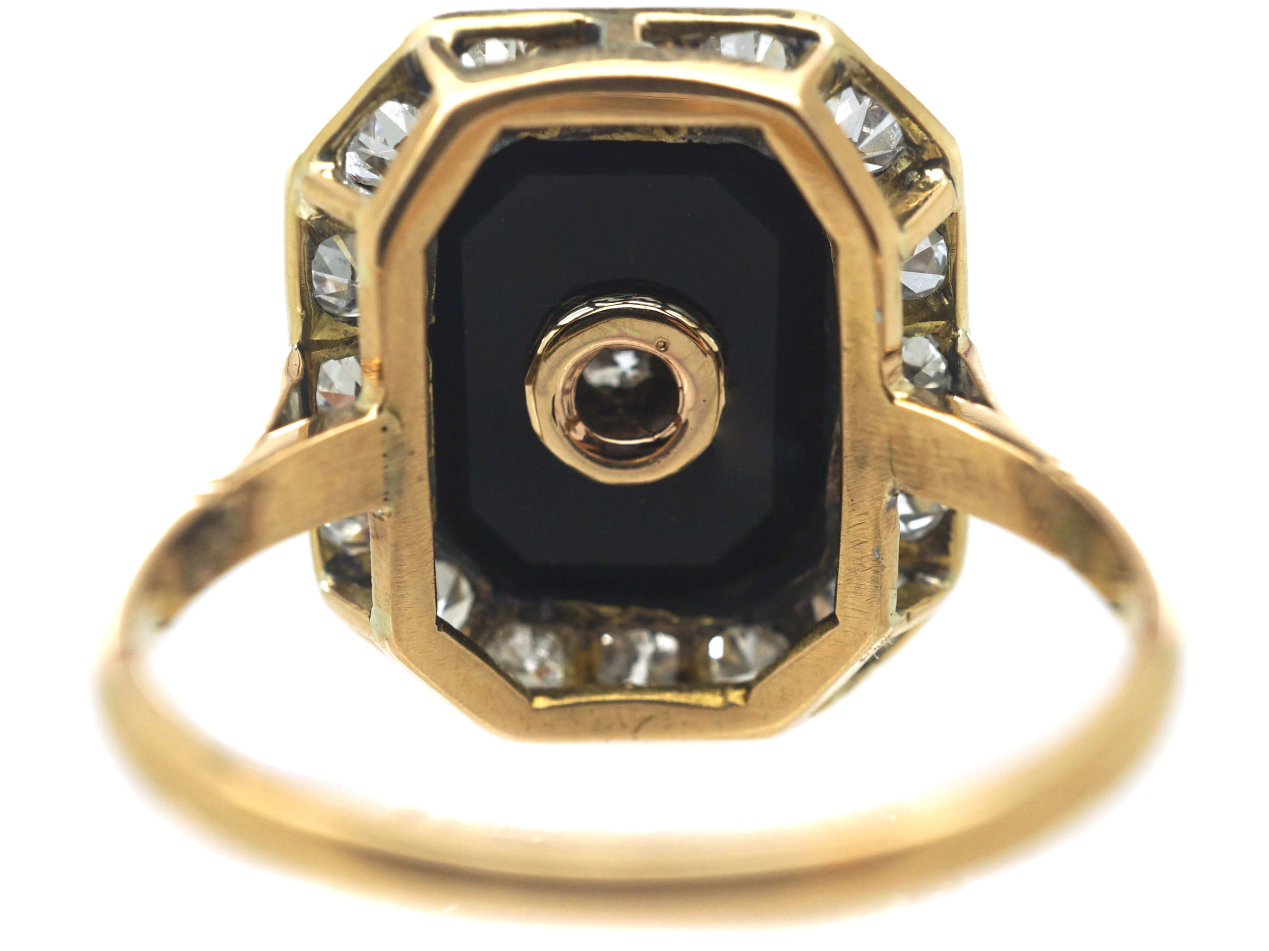 Proantic: Ring In Rose Gold, Onyx And Small Diamond, Art Deco,1930/40