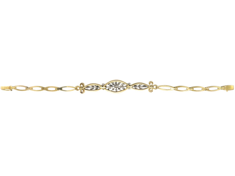 French Belle Epoque 18ct Gold, Platinum & Diamond Bracelet