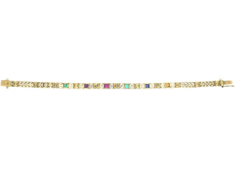Edwardian 18ct Gold Bracelet with Gemstones that Spell Dearest