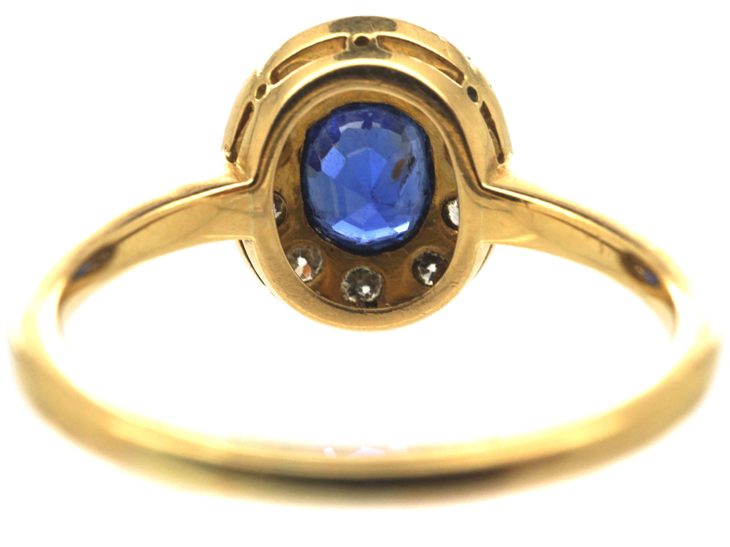 Edwardian 18ct Gold & Platinum, Sapphire & Diamond Cluster Ring (847N ...