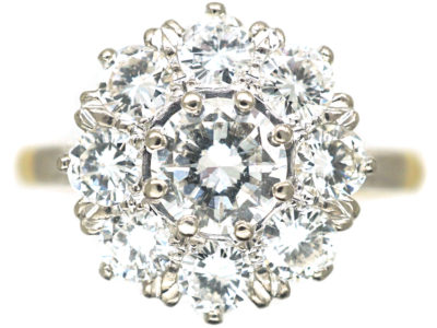 18ct Gold & Platinum Large Diamond Cluster Ring