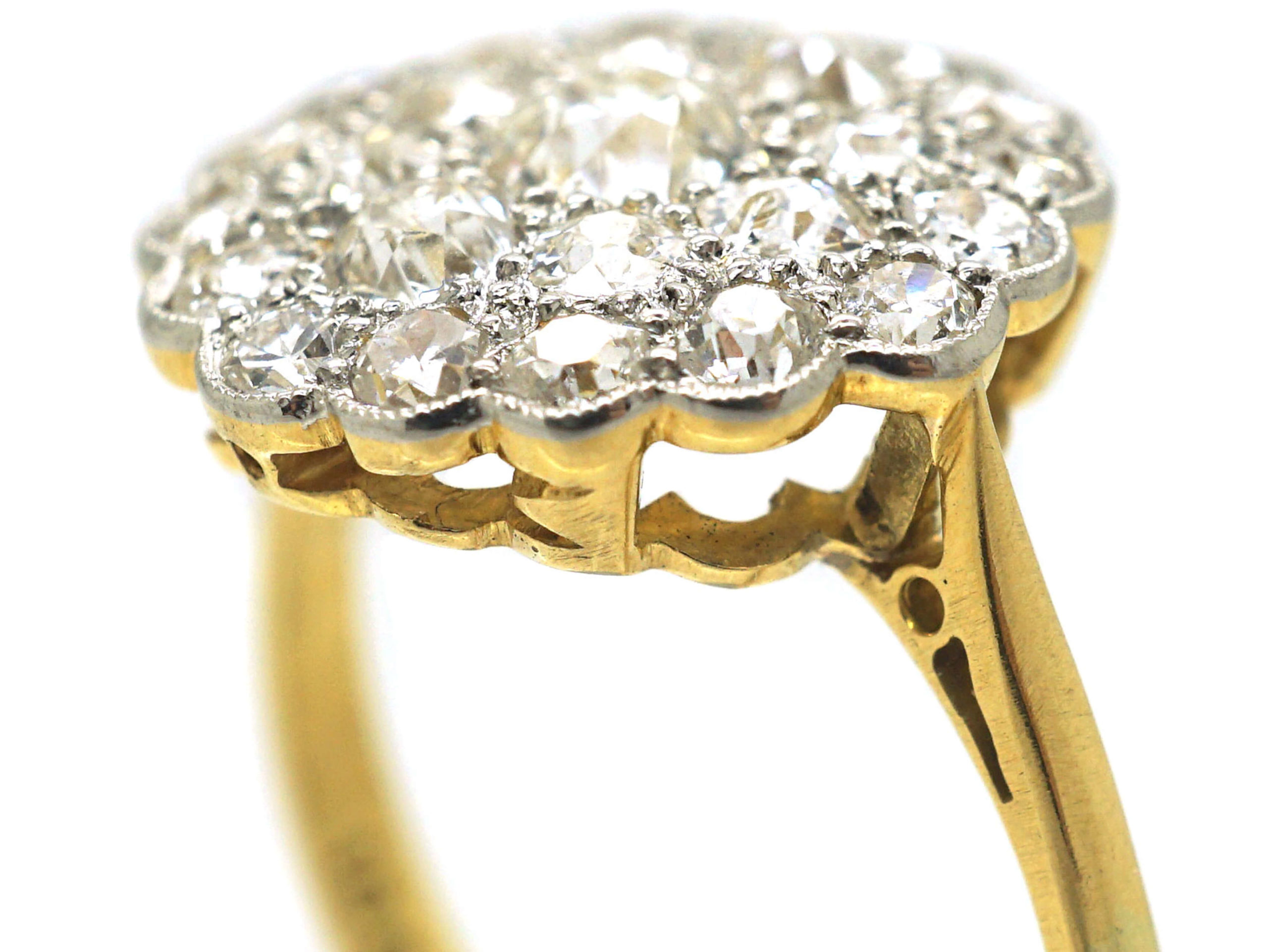 Edwardian 18ct Gold & Platinum, Pave Set Diamond Cluster Ring (985N ...