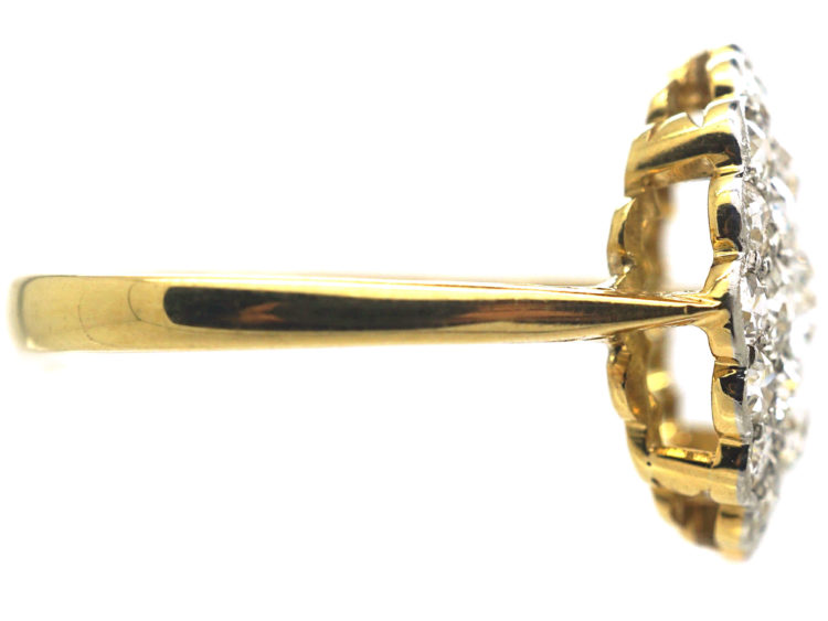Edwardian 18ct Gold & Platinum, Pave Set Diamond Cluster Ring