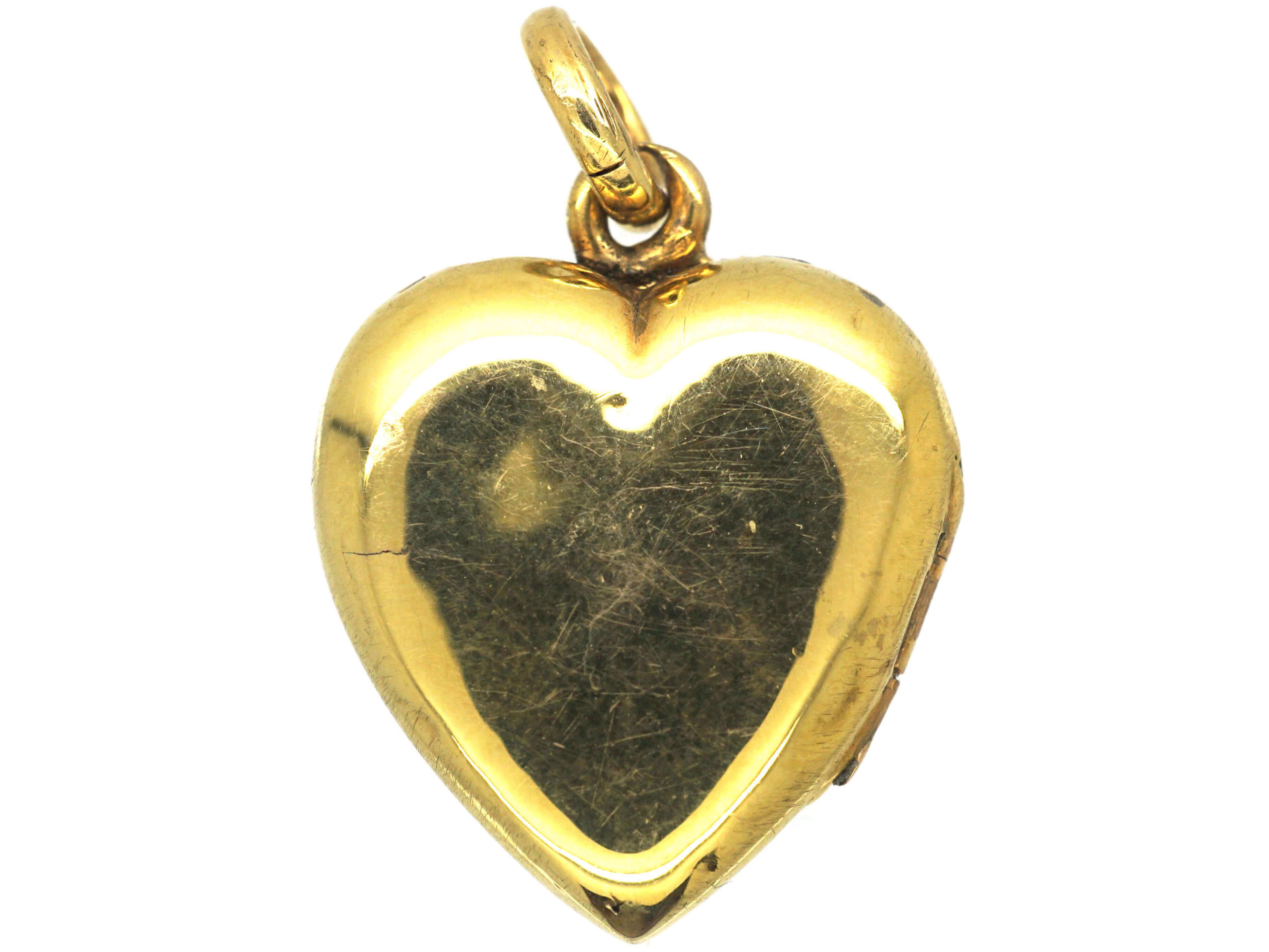 Edwardian 15ct Gold Heart Shaped Locket with Flower Motif set with a ...