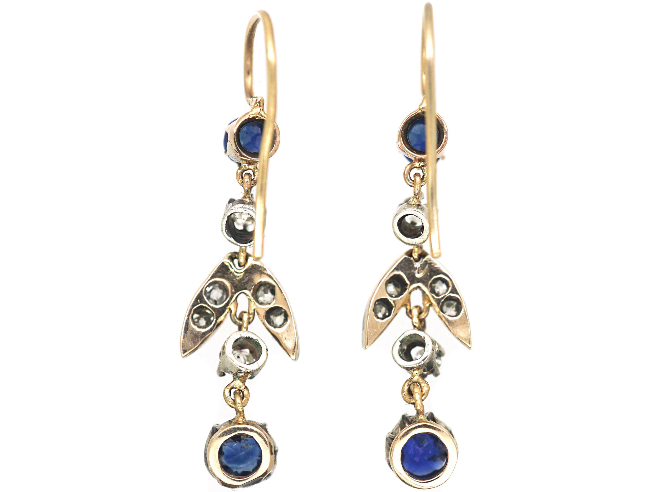 Edwardian Sapphire & Diamond Drop Earrings (927N) | The Antique ...