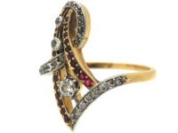 Art Nouveau 18ct Gold & Platinum, Diamond & Ruby Ring