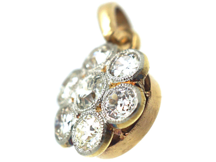 18ct Gold & Platinum, Diamond Set Daisy Cluster Pendant