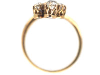 Art Nouveau 18ct Gold & Diamond Flower Spray Ring