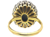 18ct White & Yellow Gold, Black Opal & Diamond Cluster Ring