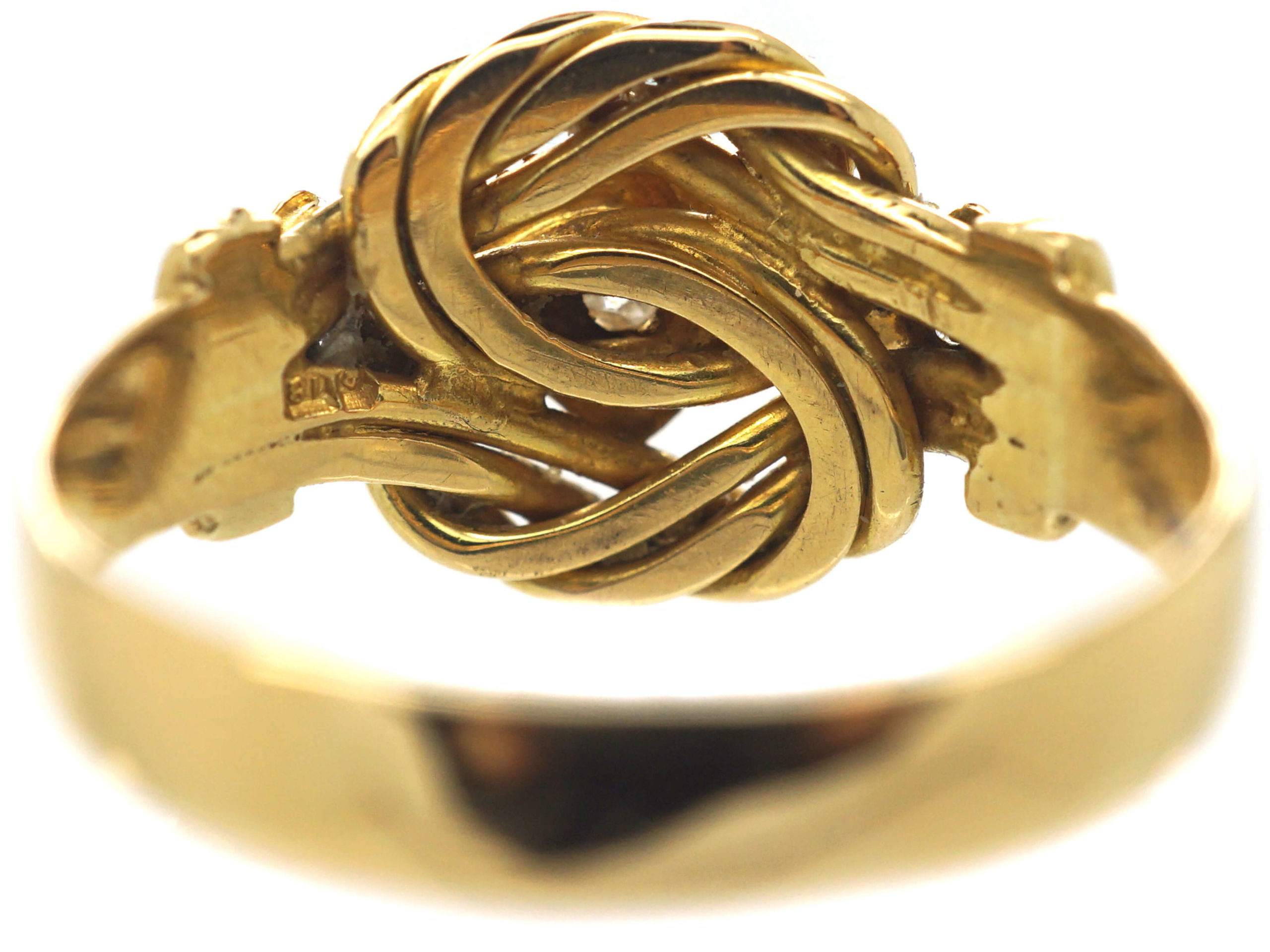 Edwardian 18ct Gold Knot Ring set with Three Diamonds (901N) The