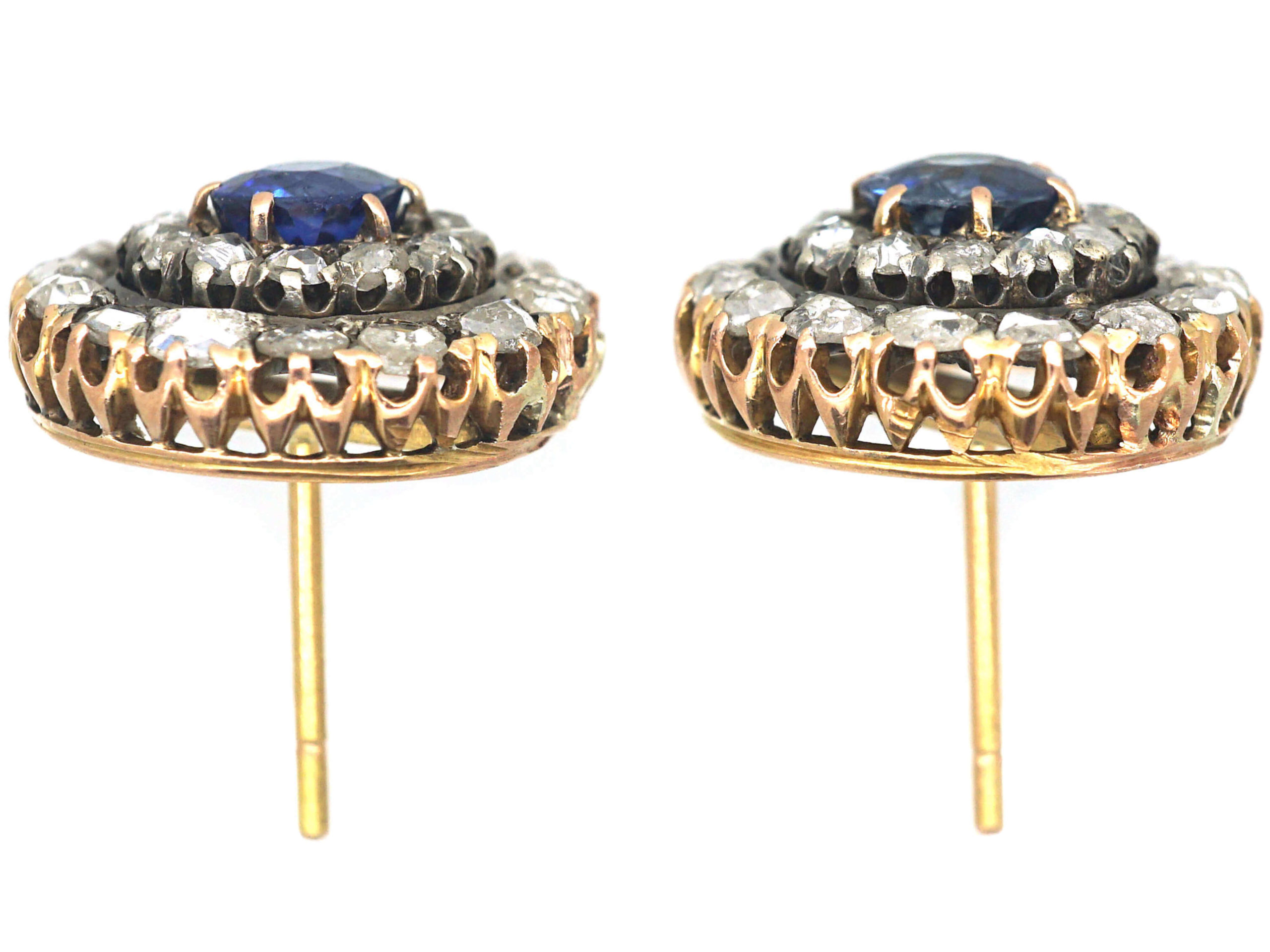 Victorian Sapphire & Rose Diamond Round Earrings (703N) | The Antique ...