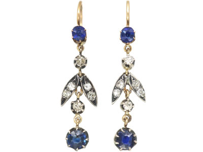Edwardian Sapphire & Diamond Drop Earrings