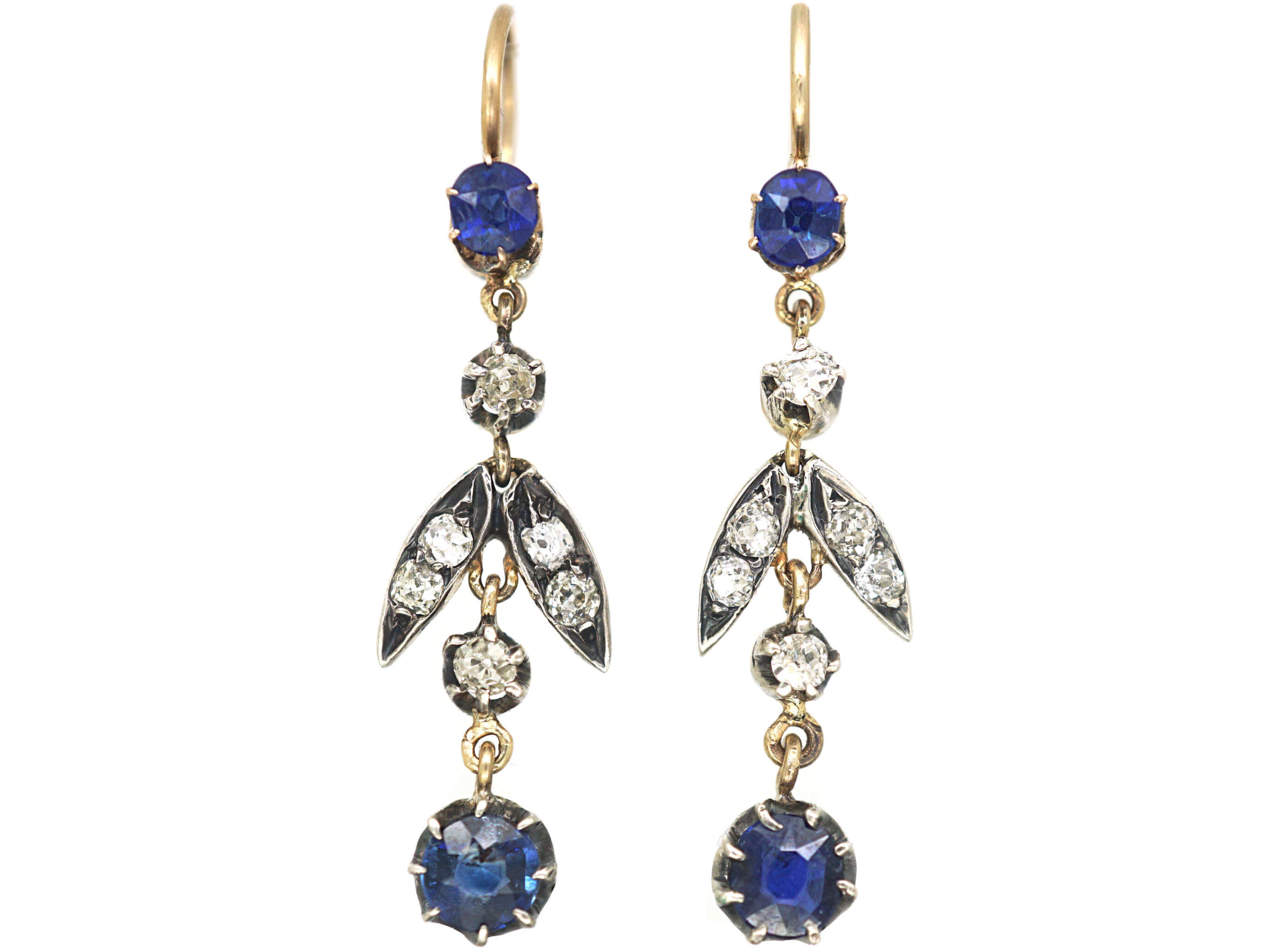 G.S. Enterprises Party Wear KGT 32274 Sapphire and Diamond Earrings 18K  White Gold, 17.85 Gm