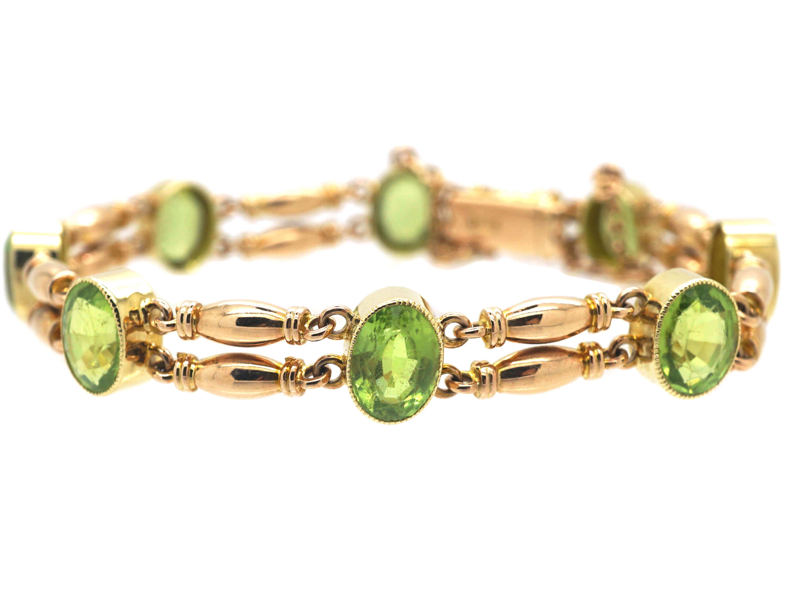 Edwardian 15ct Gold Bracelet set with Peridots (472N) | The Antique ...