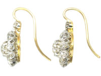 French Belle Epoque 18ct White & Yellow Gold Diamond Cluster Earrings