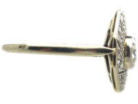 French Art Deco 18ct White Gold and Platinum, Diamond Catherine Wheel Design Ring