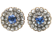 Victorian Sapphire & Rose Diamond Round Earrings