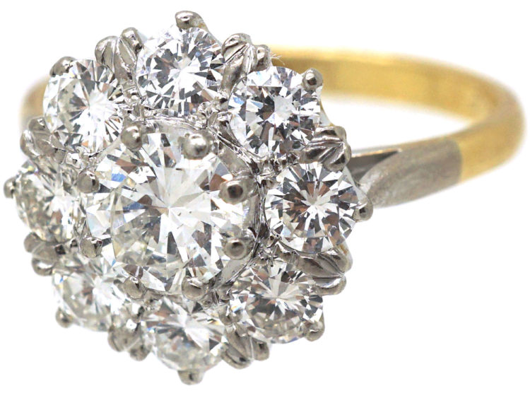 18ct Gold & Platinum Large Diamond Cluster Ring