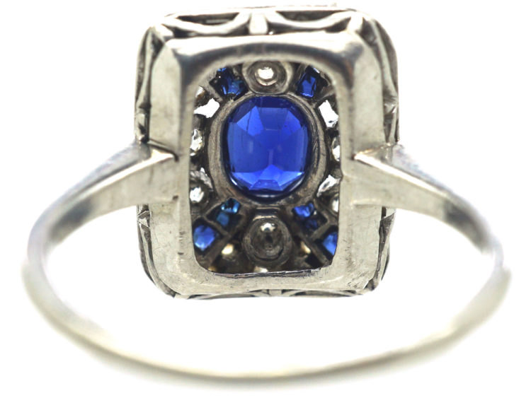 Edwardian 18ct Gold & Platinum, Diamond & Sapphire Wrap Over Design Ring