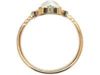 Edwardian 15ct Gold, Moonstone & Diamond Heart Shaped Ring