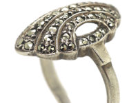 Art Deco Silver & Marcasite Oval Ring
