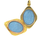 Edwardian 14ct Gold Locket set with a Ruby & Two Natural Split Pearls