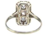 Art Deco 14ct Gold & Diamond Rectangular Ring