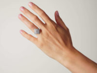 Art Deco Platinum Curved Diamond-Shaped Cluster Ring