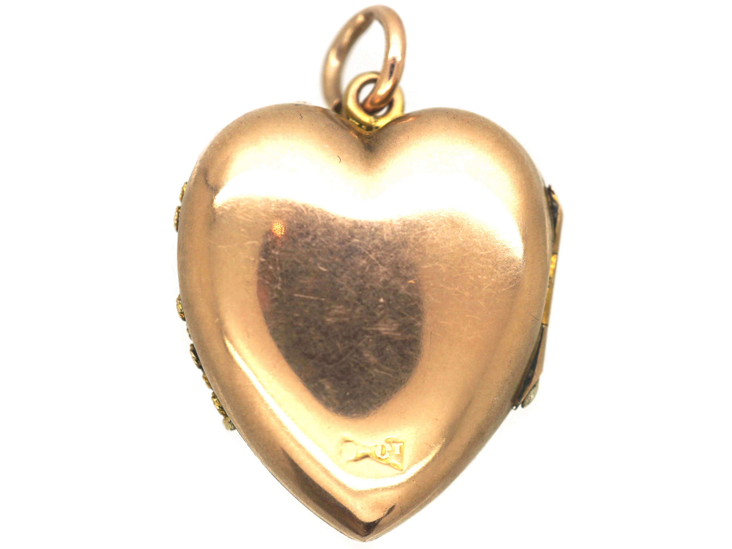 Edwardian 9ct Gold Heart Shaped Locket set with a Natural Split Pearl ...