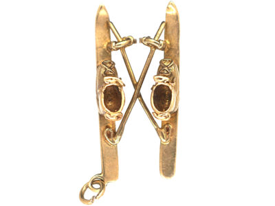 9ct Gold Skis & Poles Pendant / Charm