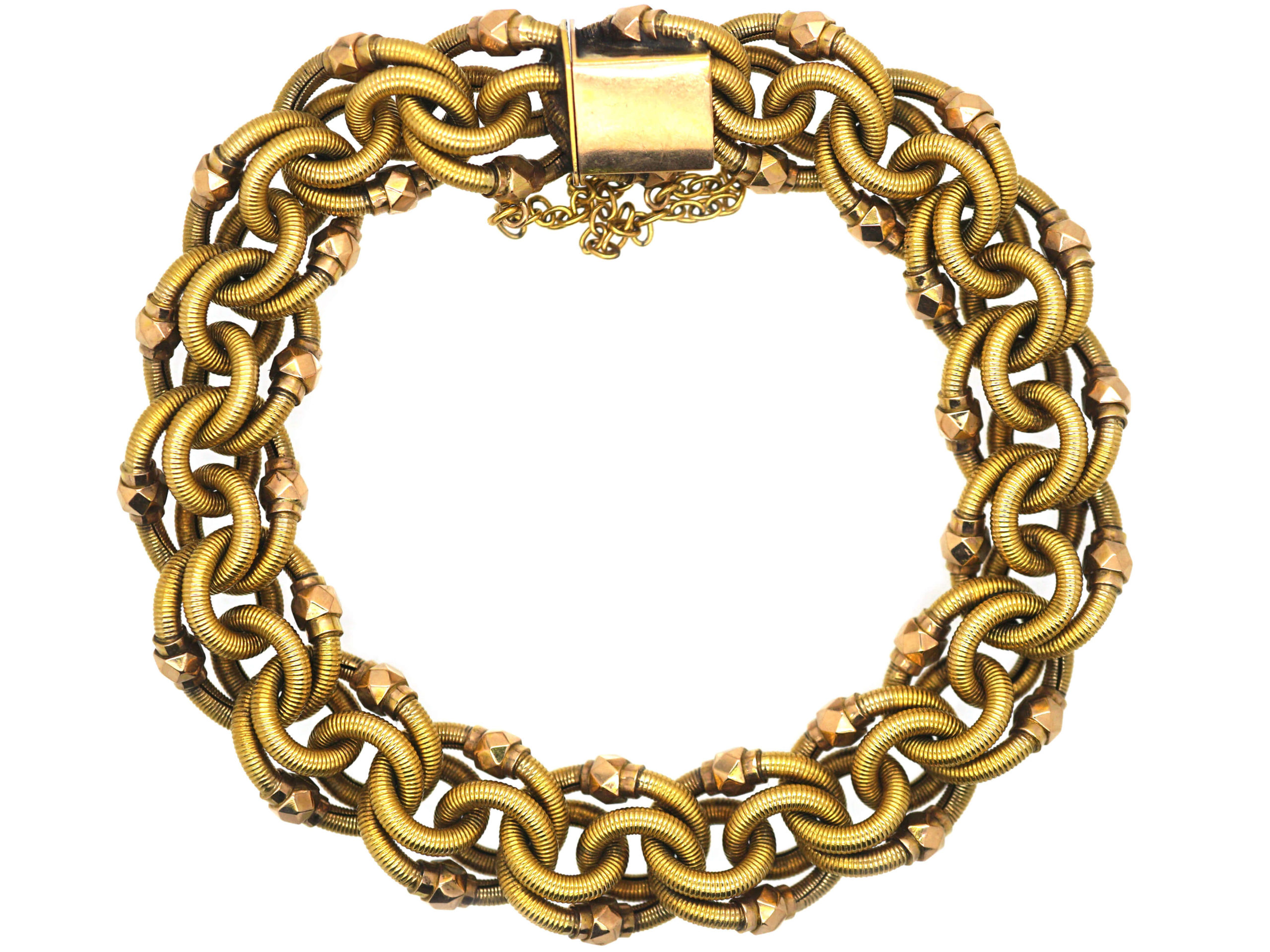 French Belle Epoque 18ct Two Colour Gold Woven Design Bracelet (16P ...