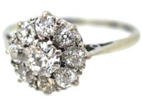 18ct White Gold & Platinum, Diamond Daisy Cluster Ring